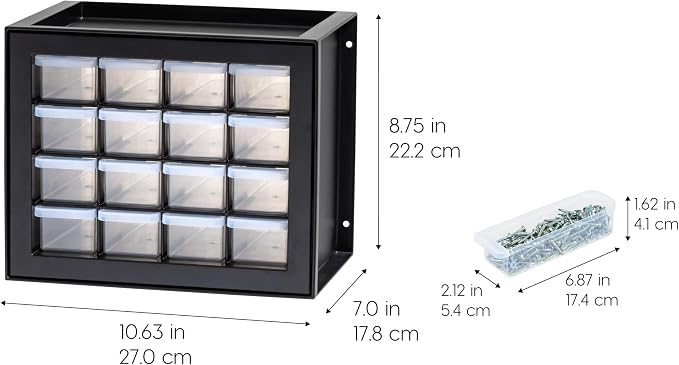 IRIS USA Small Plastic Storage Drawers, Made in USA, 16-Drawer Organizer - Image 3