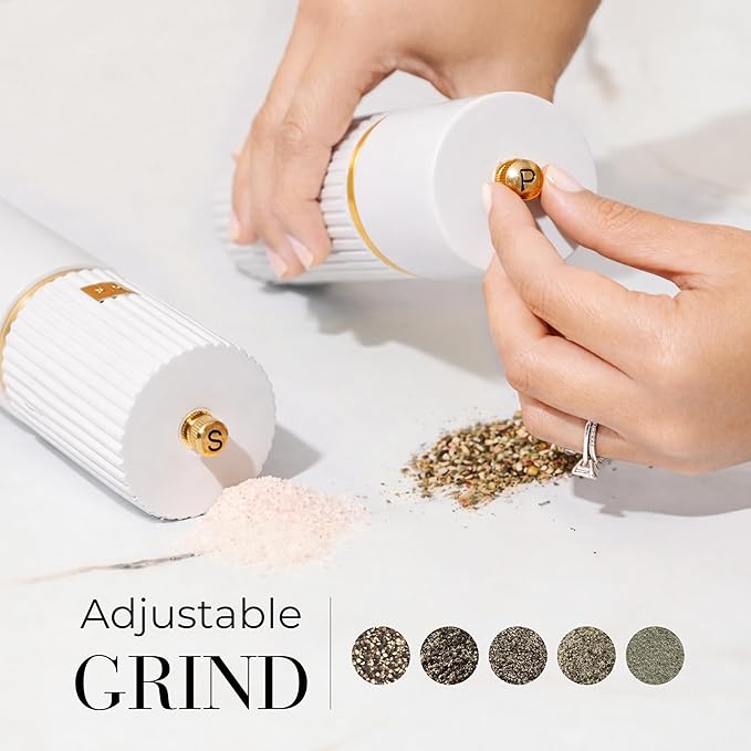 Wooden Salt and Pepper Grinder Set – Refillable Manual Salt and Pepper Mills - Image 2
