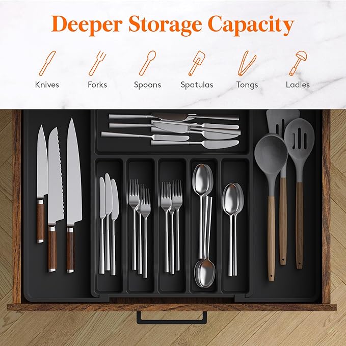 Lifewit Silverware Drawer Organizer, Expandable Utensil Tray - Image 4