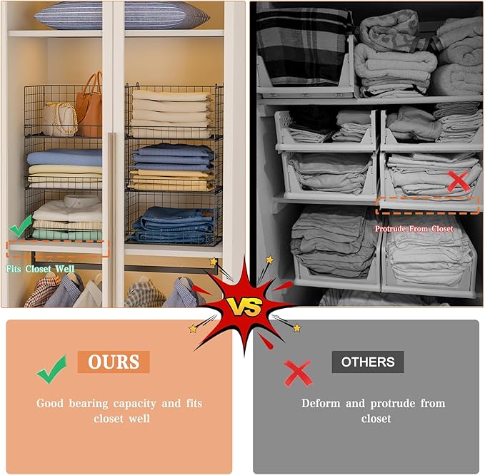 Yociyoga 6-Tier Stackable Closet Organizers and Storage Shelves, Closet Shelf - Image 4