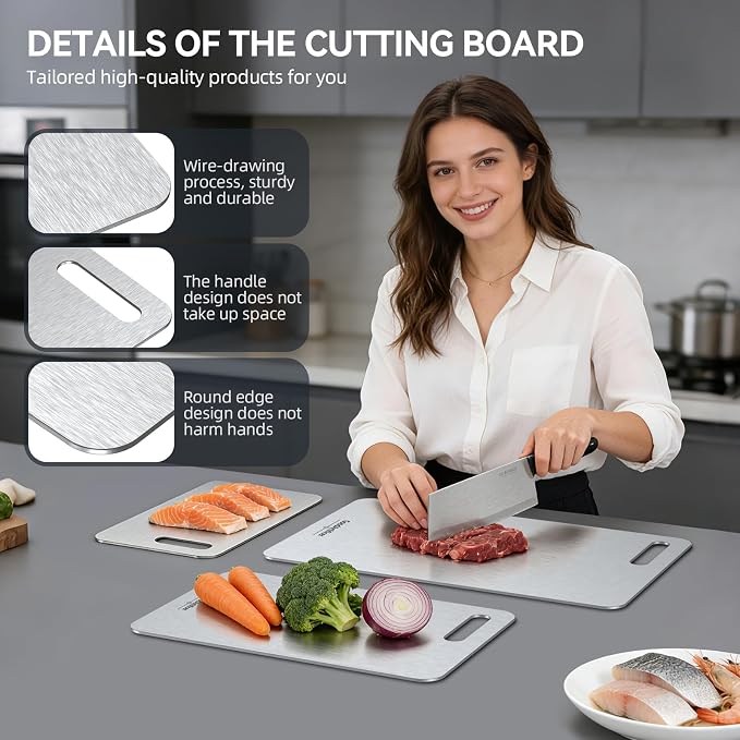 Titanium Cutting Boards, 100% Pure Titanium Kitchen Cutting Board, Double-Sided - Image 5