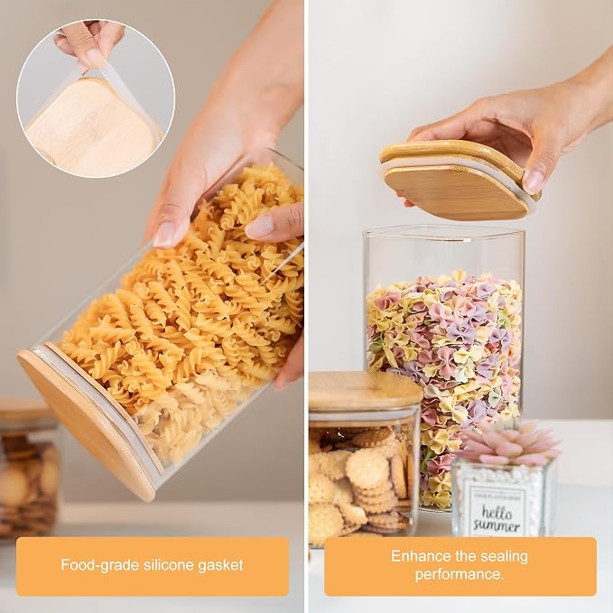 Glass Storage Jars 6 Pack -50ozClear Glass Food Storage Containers - Image 2