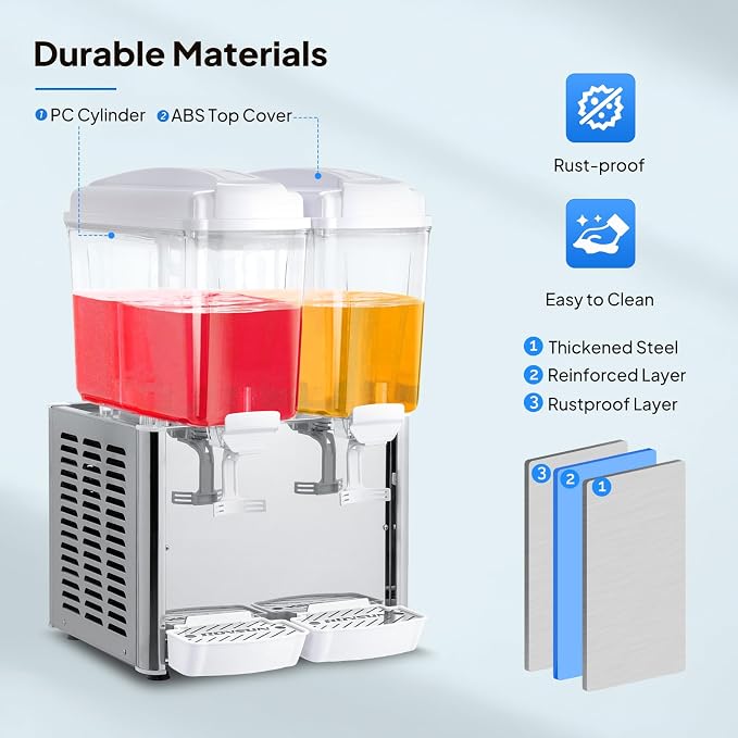ROVSUN 9.6 Gallon/36L Commercial Beverage Dispenser Drink Dispenser, 18L X 2 - Image 4
