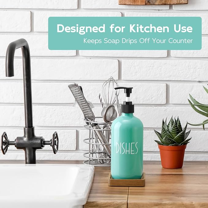 Turquoise Glass Dish Soap Dispenser - Image 2