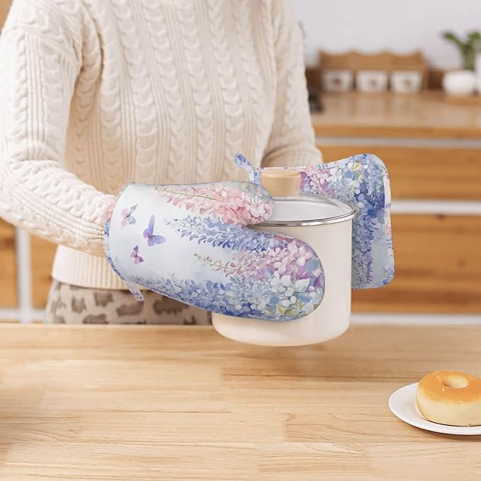 Oven Mitts and Pot Holders Botanical Flower Butterfly Silicone Kitchen - Image 7