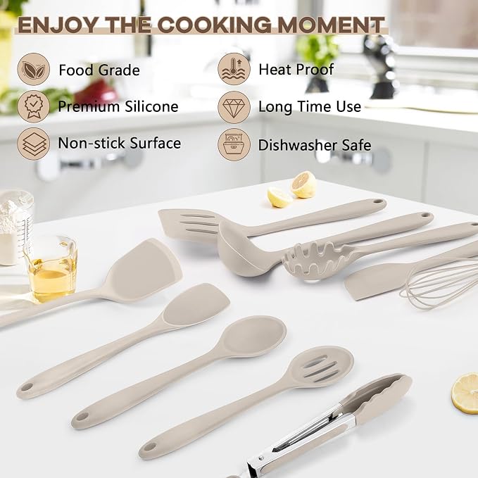 TeamFar Kitchen Cooking Utensils, 446°F Heat Resistant Kitchen Gadgets Tools - Image 7