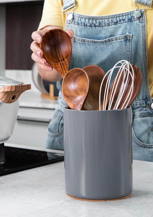 Nucookery Utensil Holder, 6.4" Ceramic Kitchen Utensil Holder - Image 6