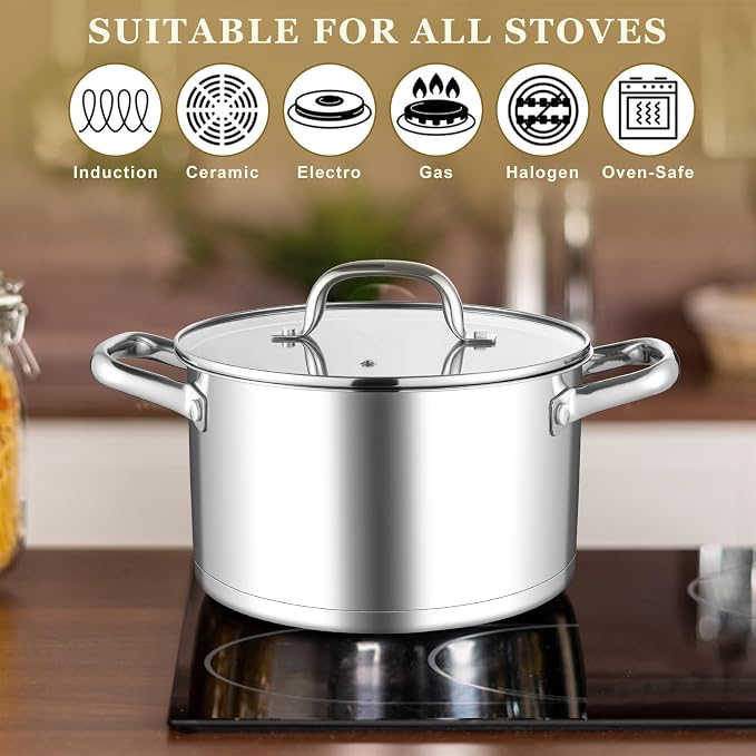 Leonyo Stainless Steel Stock Pot, 8 Quart Stock Pot - Image 4
