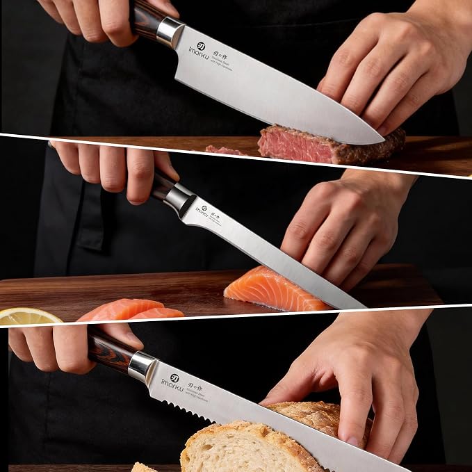 imarku 3 Piece Knife Set, Professional Japanese High Carbon Stainless Steel - Image 7
