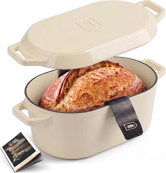 Kook Dutch Oven, For Sourdough Baking, Dual Handles, Enameled Cast Iron by Kook