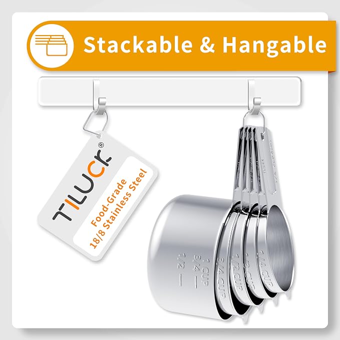 TILUCK Stainless Steel Measuring Cups & Spoons Set, Cups and Spoons, Kitchen - Image 3