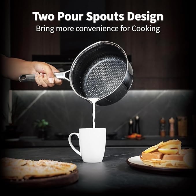 Hybrid Nonstick Cookware Set, Stainless Steel 12 Inch Frying Pan & 2QT Saucepan - Image 4