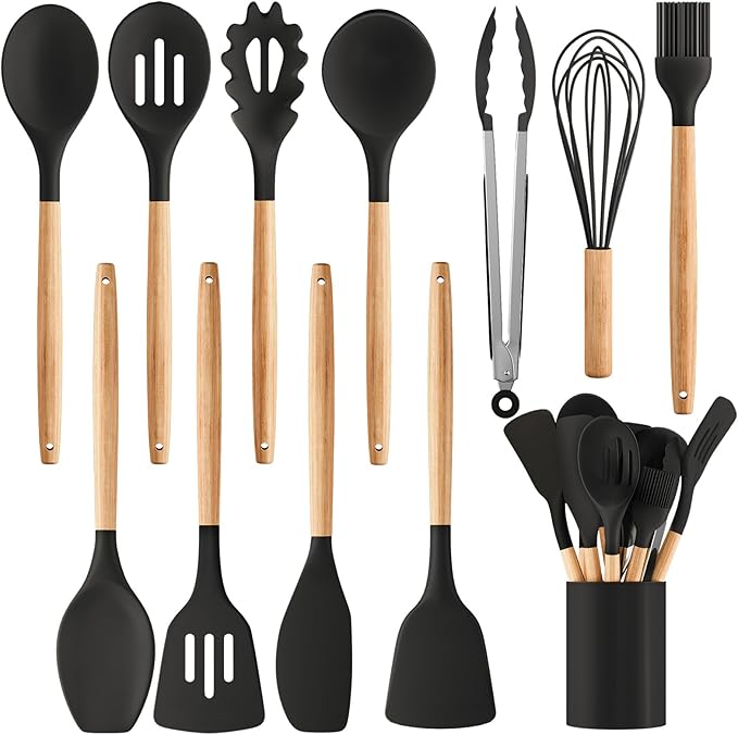 Silicone Cooking Utensil Set, Nonstick 446°F Heat-Resistant Cookware Kitchen by Unknown
