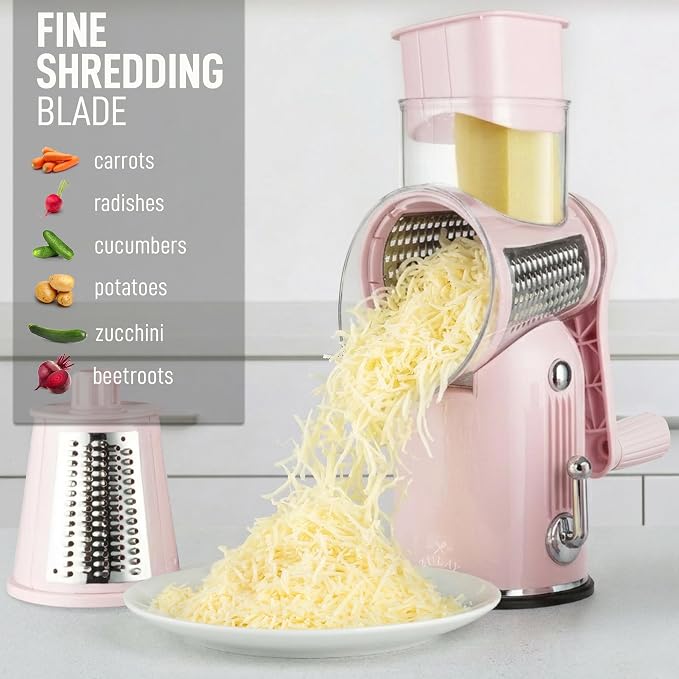 Zulay Kitchen Rotary Cheese Grater 5 Blade Cheese Shredder - Image 6