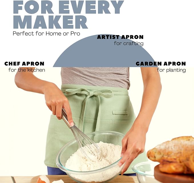 MEEMA Chef Waist Apron Cotton Fabric |Washable & Breathable Waitress & Server - Image 3