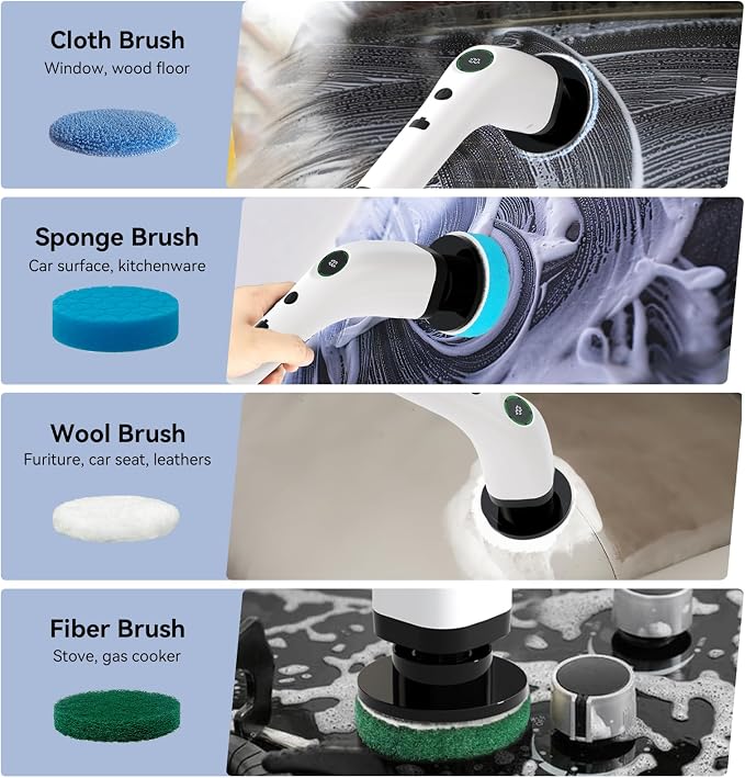 Electric Bathroom Cleaning Brush, Cordless Spin Scrubber Full Body Waterproof - Image 2