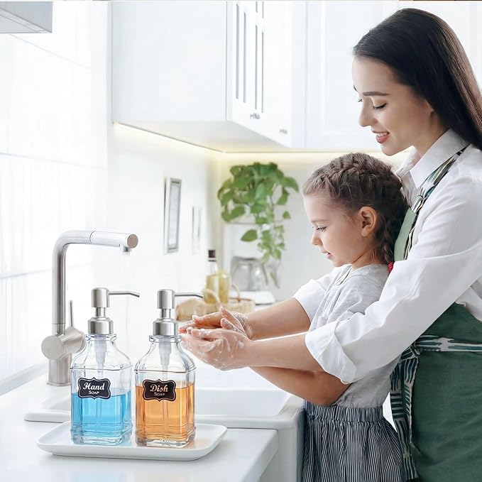 JASAI 2Pack Antique Design Glass Soap Dispenser - Image 3