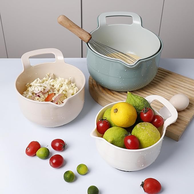 Mixing Bowls - 4 Piece Nesting Plastic Mixing Bowl Set - Non Slip Bottom and - Image 6
