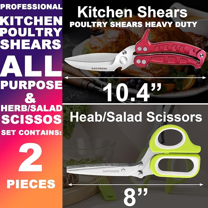 Heavy Duty Poultry Shears Herb Vegetable Salad Scissors 2pcs set, Kitchen Shears - Image 5