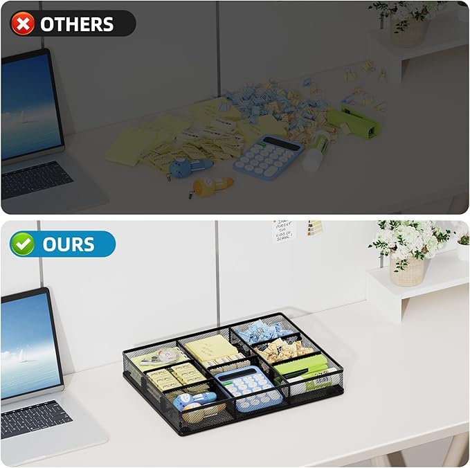 Marbrasse 2Pack Desk Drawer Organizer, Metal Mesh Drawer Organizer Tray - Image 6