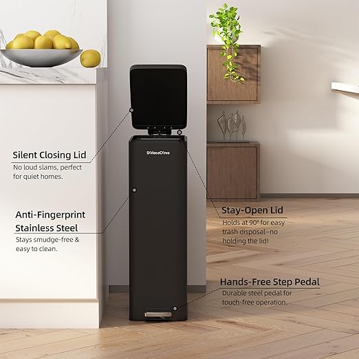 Soft-Close Trash Can with lid，8 Gallon/30L Anti-Fingerprint Stainless Steel - Image 4