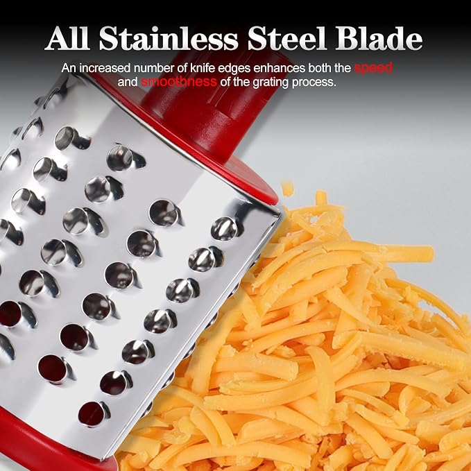 Ourokhome Rotary Cheese Grater Hand Crank, Kitchen Shredder Speed Mandolin - Image 2