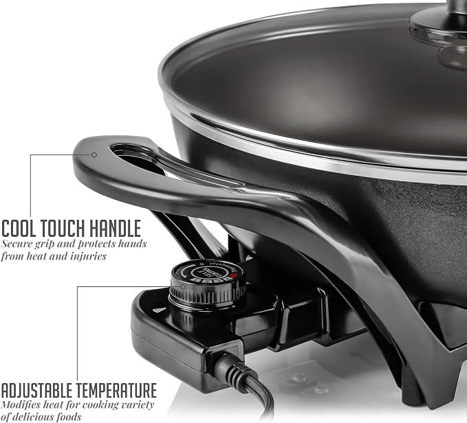 OVENTE Electric Wok with Nonstick Coating, 13 Inch Family-Sized Skillet - Image 5