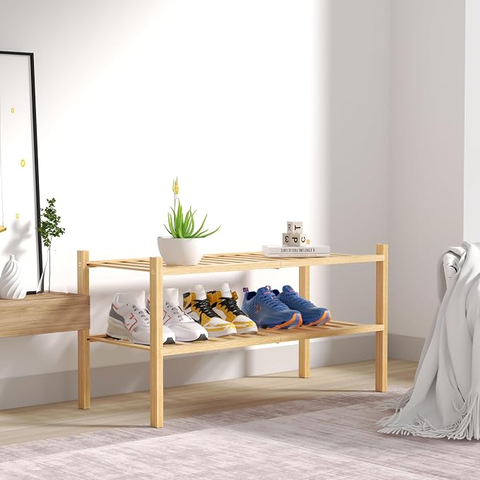 ROMGUAR CRAFT 2 Tier Bamboo Shoe Rack - Image 7