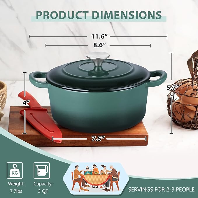 E-far 3 Qt Enameled Cast Iron Dutch Oven - Image 2