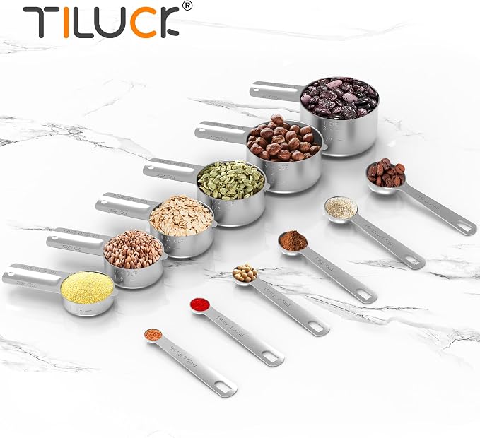 TILUCK Stainless Steel Measuring Cups & Spoons Set, Cups and Spoons, Kitchen - Image 5
