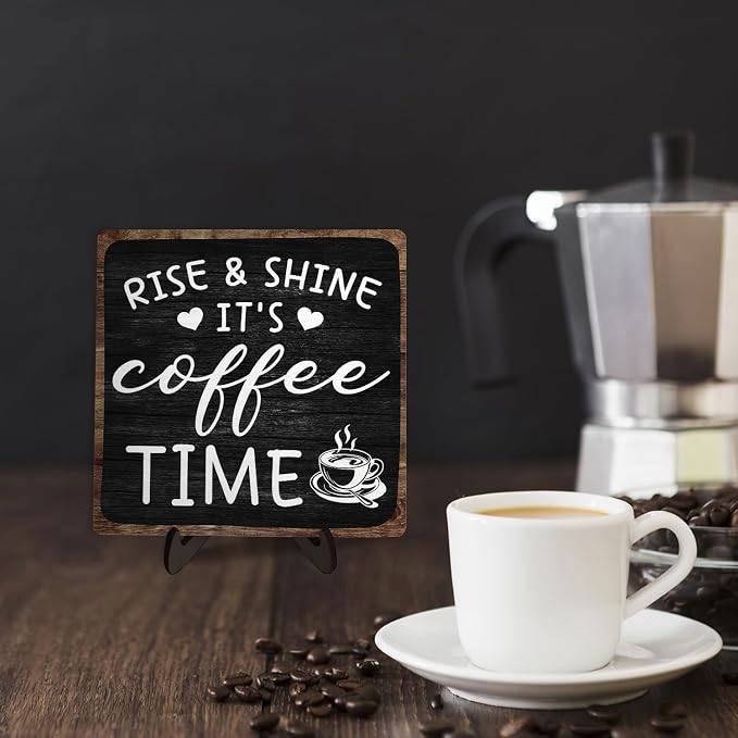 Farmhouse Coffee Wooden Plaque Sign, Vintage Desk Decor - Image 5