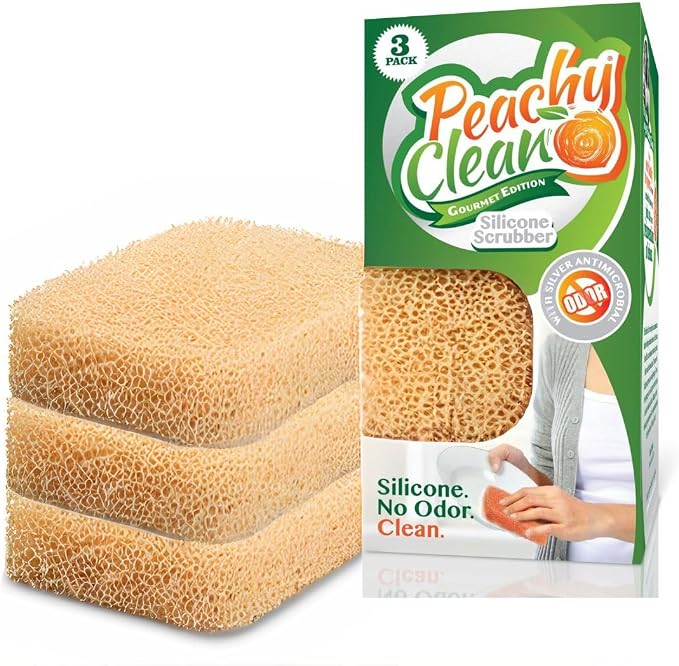Peachy Clean Silicone Dish Sponge Scrubbers, Unscented Freshness, Non-Scratch by PeachyClean