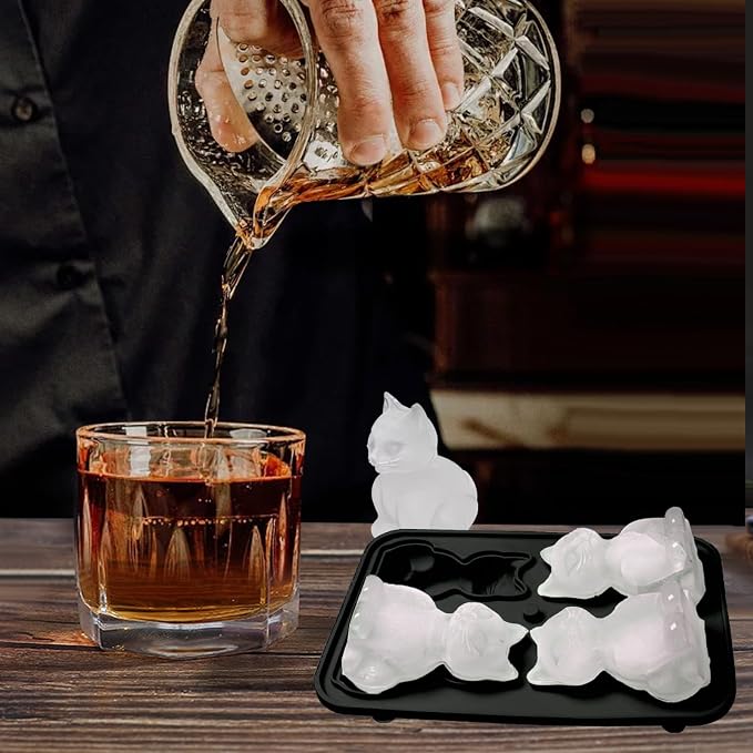 3D Cat Ice Cube Mold, Slow-Melting & BPA-Free Silicone Cat Shapes Ice Cube Tray - Image 2