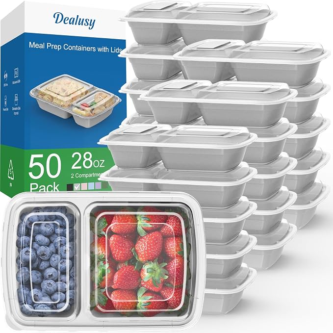 Dealusy 50 Pack 28 oz Meal Prep Containers Reusable by Dealusy