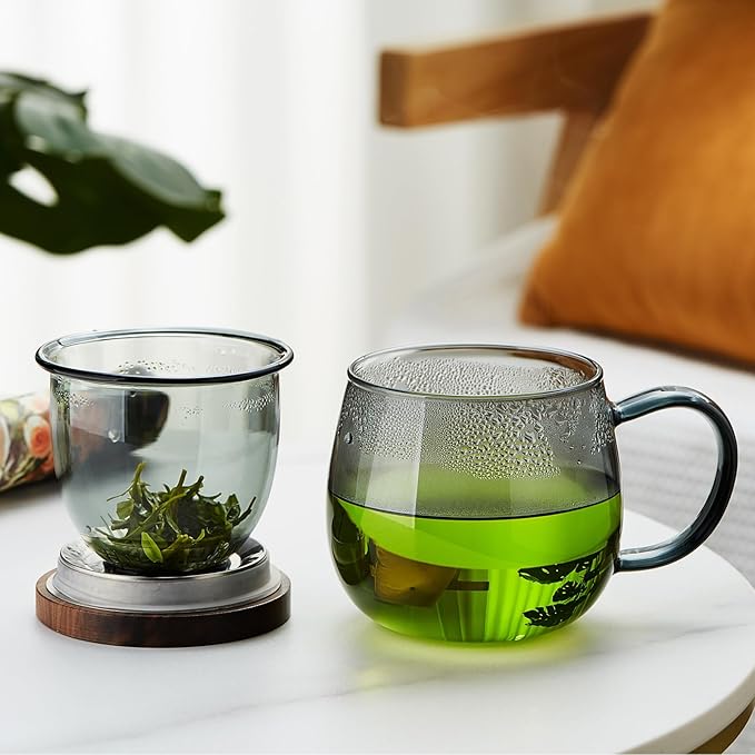 17 OZ Glass Tea Cup with Infuser and Lid, 500 ML Large Borosilicate Teacup - Image 5