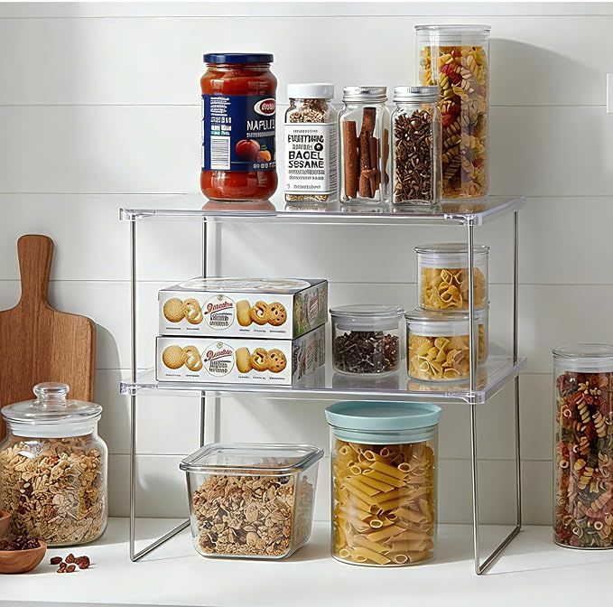 IVYHOME Pantry Organizer, Cabinet Storage Shelf Rack, Stackable Kitchen Cabinet - Image 6