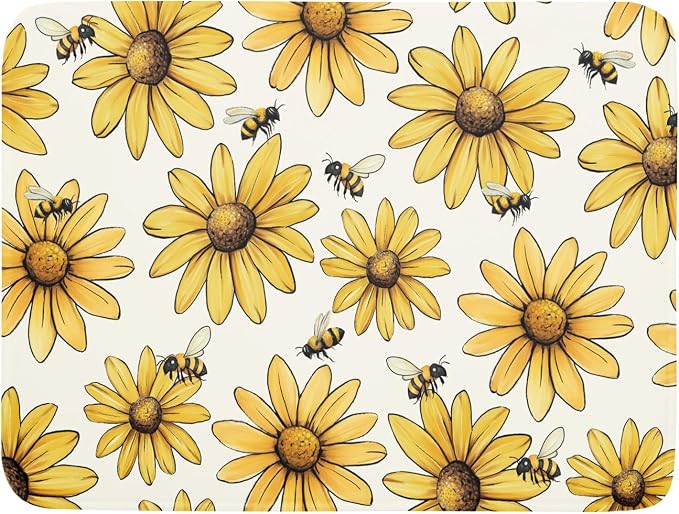 Spring Summer Dish Drying Mat of Kitchen Counter 18×24 Inch Floral Drainer Pad by Unknown