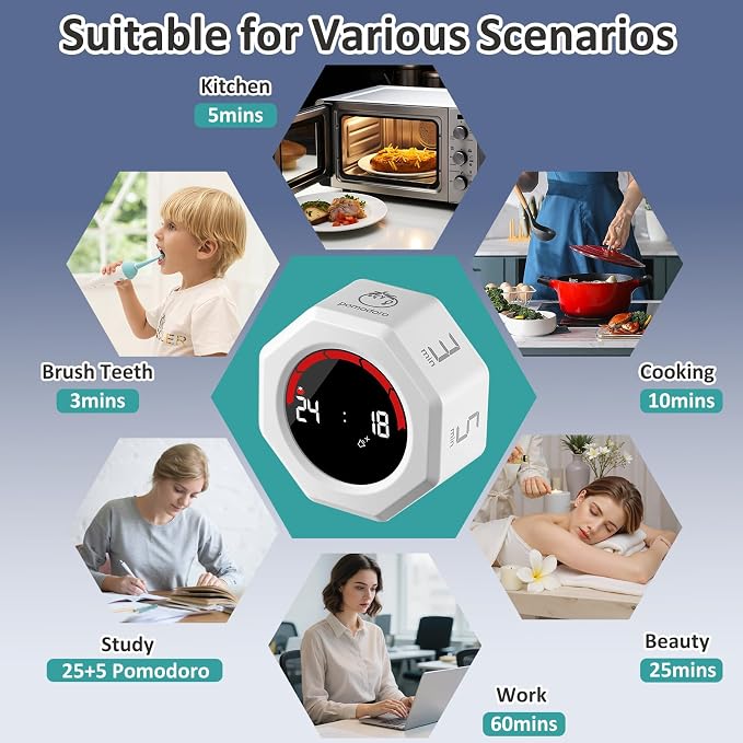 Rechargeable Pomodoro Timer, Magnetic Kitchen Timer - Image 7