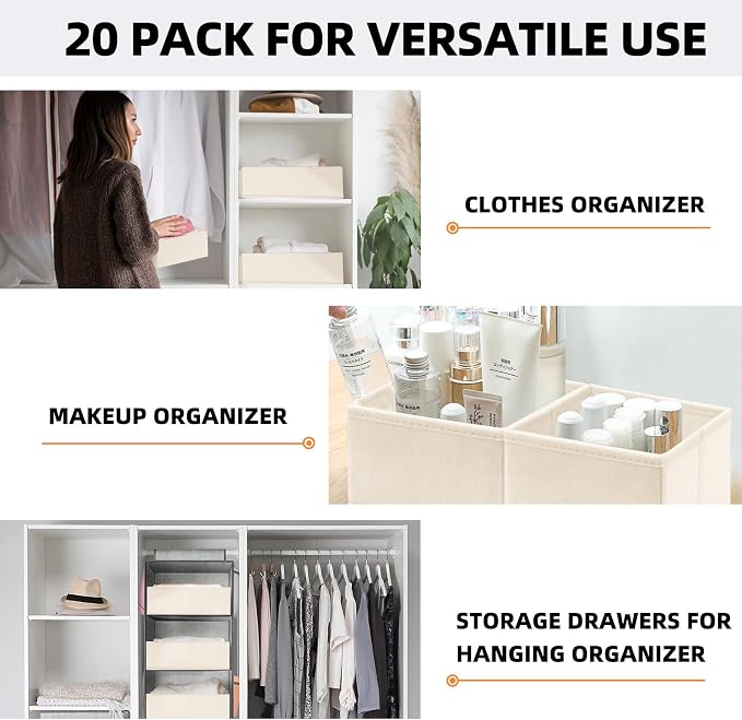 【FAMILY PACK】Drawer Organizer Clothes, 20 Pack Dresser Organizer Bins - Image 5