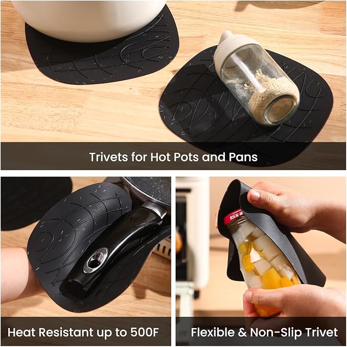 4 Pieces Oven and Pot Holders Mitts of Macaron Color Thickened Non-Slip - Image 3