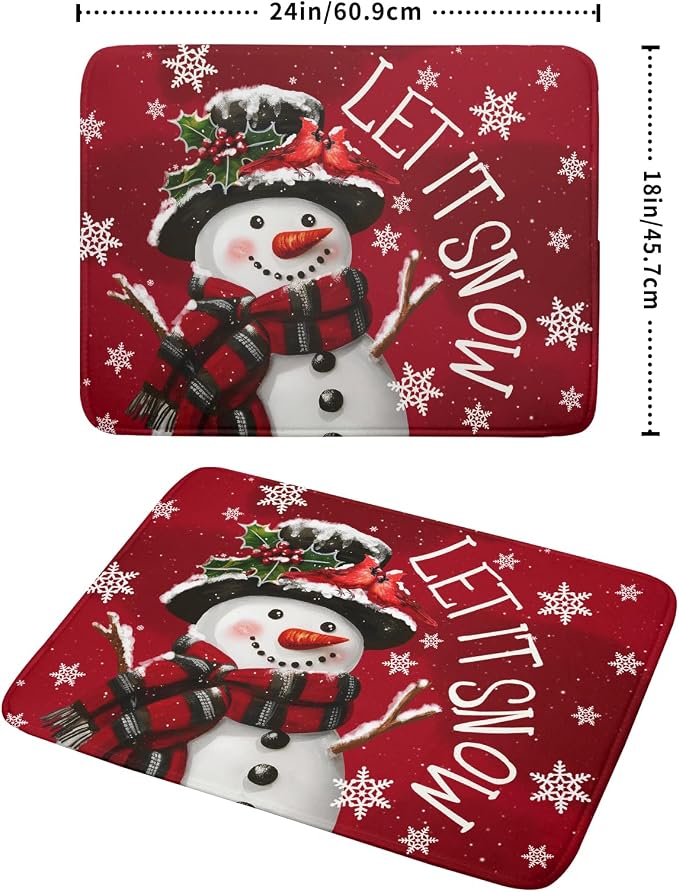 Winter Snowman Dish Drying Mat for Kitchen Counter 18x24 Inch Christmas Dish - Image 2