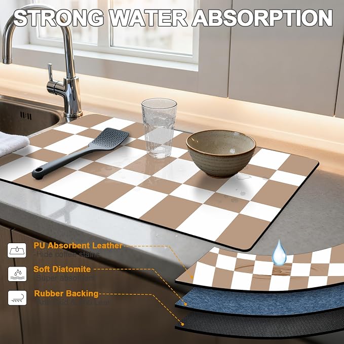 Dish Drying Mats for Kitchen Counter, Waterproof Coffee Mat for Countertop - Image 4