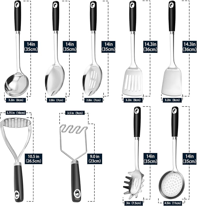 18/0 Stainless Steel Cooking Utensils Set, Heavy Duty Kitchen Utensils - Image 6