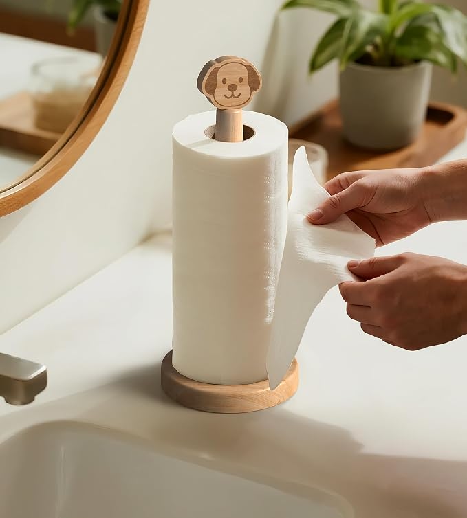 KitchLife Cute Wooden Paper Towel Holder Countertop - Image 8