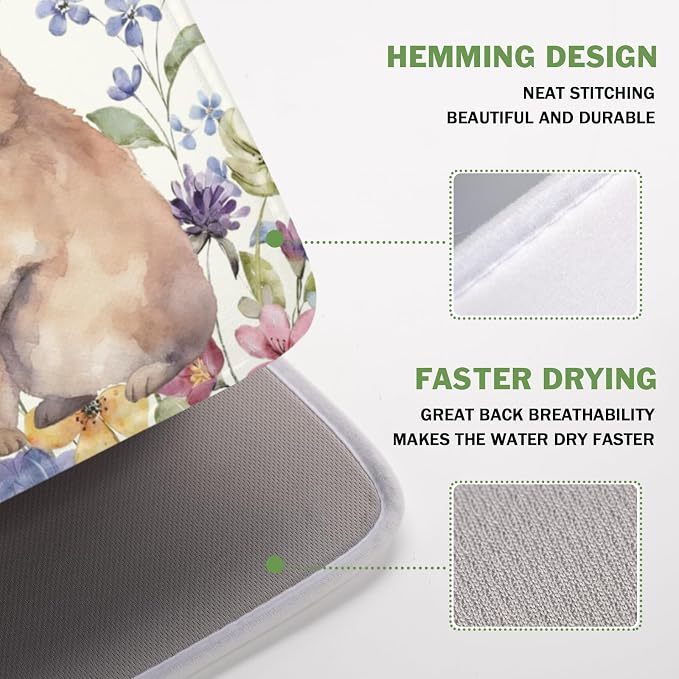 Easter Bunny Dish Drying Mat 16 x 18 Inch Rabbit Dish Drainer Rack Mat Colorful - Image 4