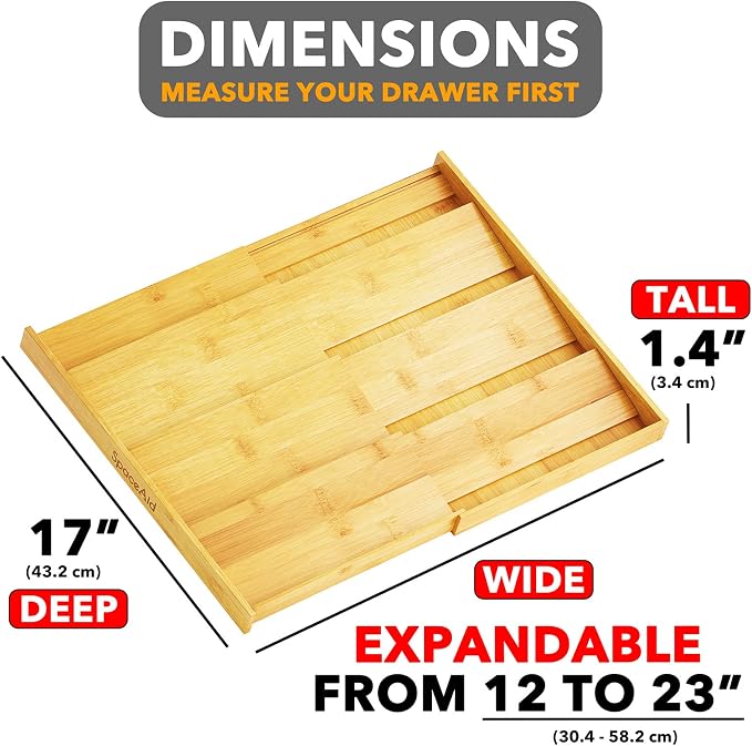 SpaceAid Bamboo Spice Drawer Organizer, Expandable 4 Tier Spices Rack - Image 3