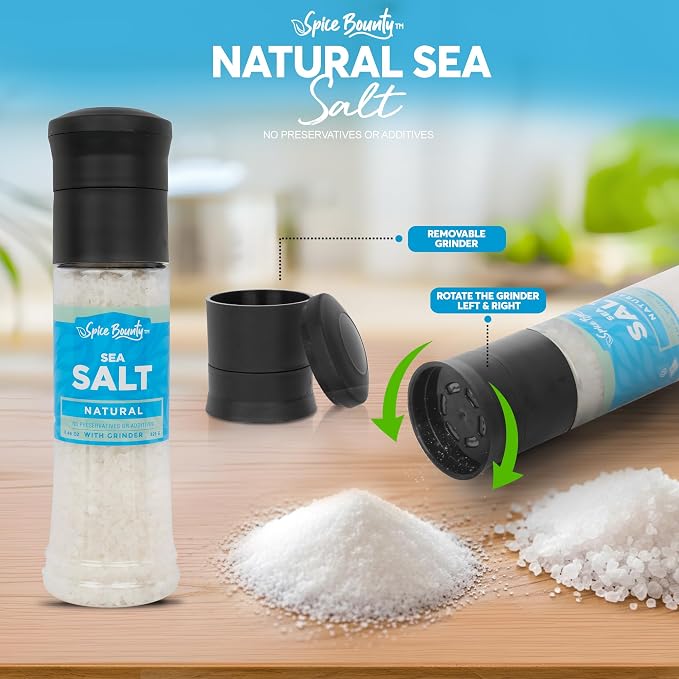 Spice Bounty - Natural Sea Salt Grinder 11.46 oz – Coarse Sea Salt Crystals - Image 2