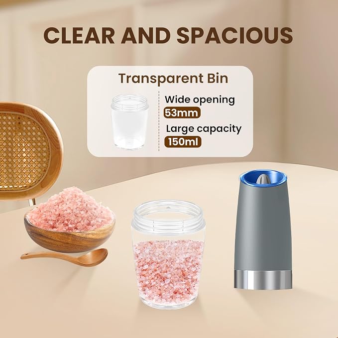 Gravity Electric Salt And Pepper Grinder Set, Automatic Salt And Pepper Grinder - Image 5