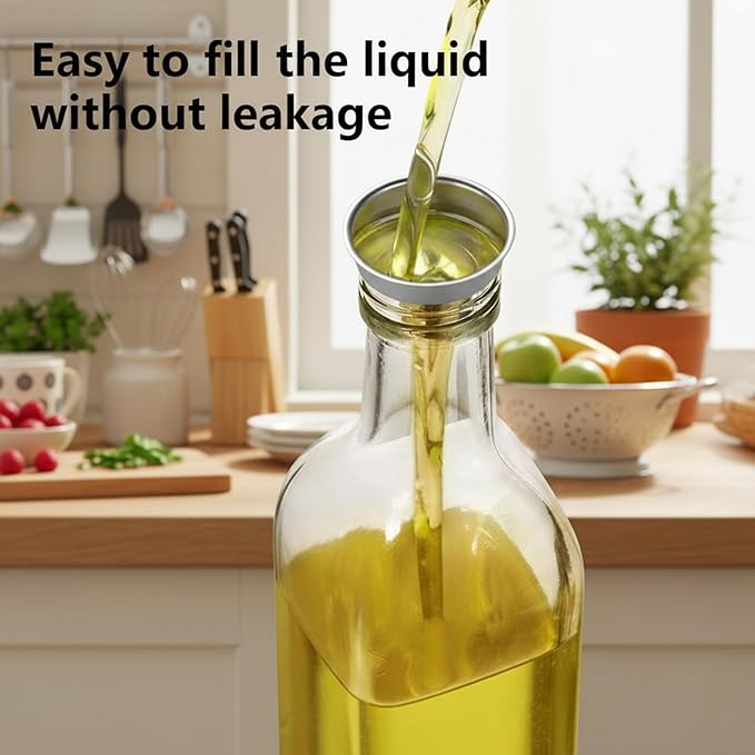 WERTIOO Olive Oil Dispenser Bottle, 1 Stainless Steel Funnel & 1 Pen and 8 Label - Image 5