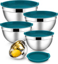 E-far Mixing Bowls With Lids Sets of 5, 10-Piece Stainless Steel Salad Metal by E-far